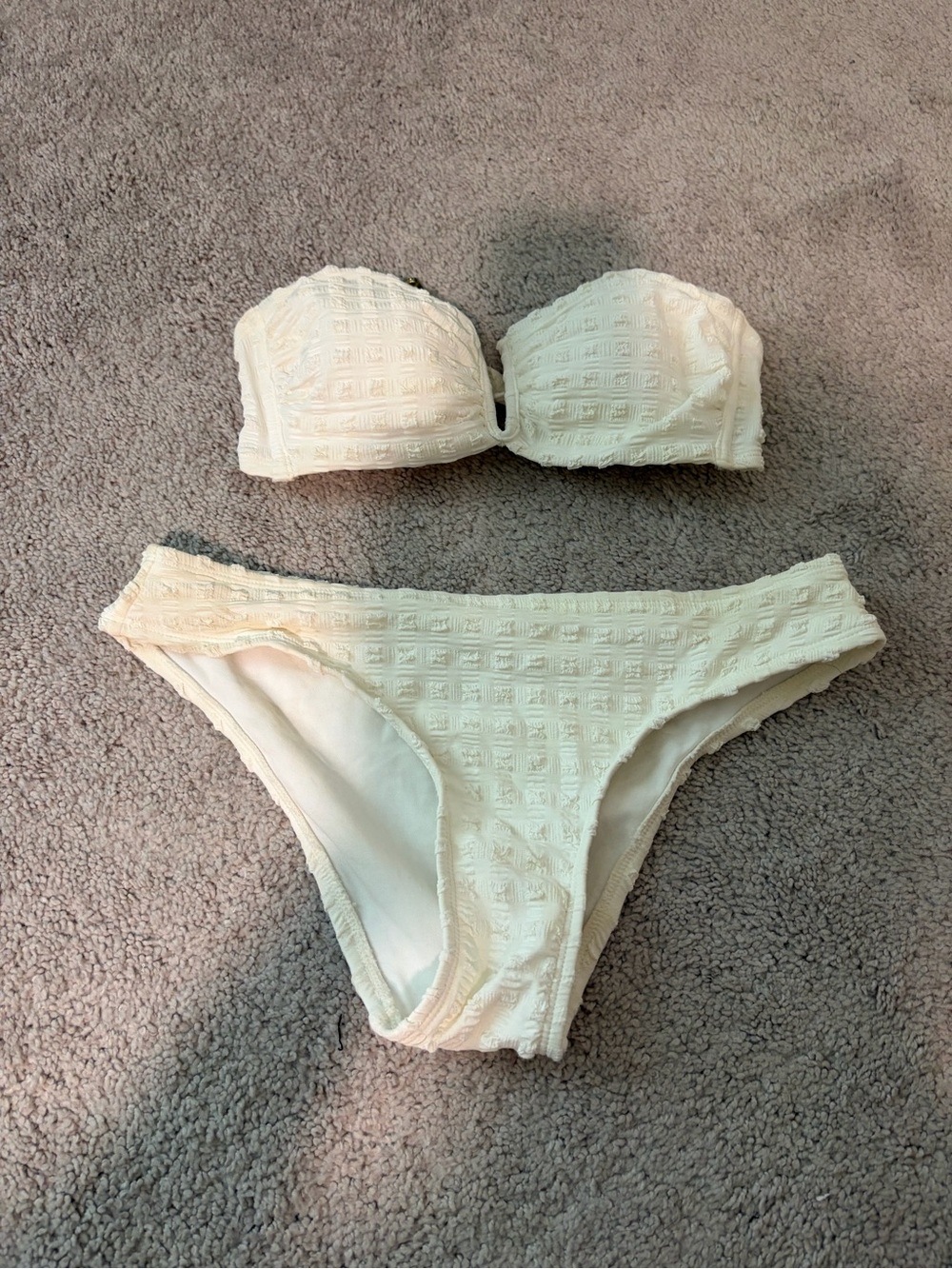 Target Cream Textured Bandeau Bikini Set